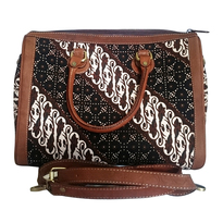 Tas Kulit Kombinasi Batik Klasik Coklat