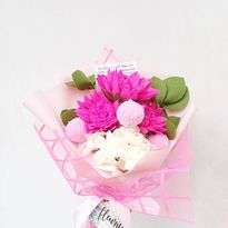 Bunga Flanel Watermelon Gerberra Daisy and Vanilla Hydrangea with Pompom