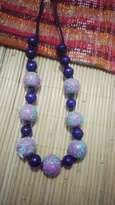 Kalung Bola Kayu Ungu & Kalung Bola Kayu Pink