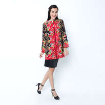 Blouse Jacket Batik Pekalongan Lapisan Trikot Yellow