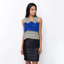 Luna Neck Blouse - Blue