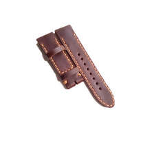 Tali Jam Tangan Kulit Asli Sapi Handmade Warna Coklat Tua Size 24 mm